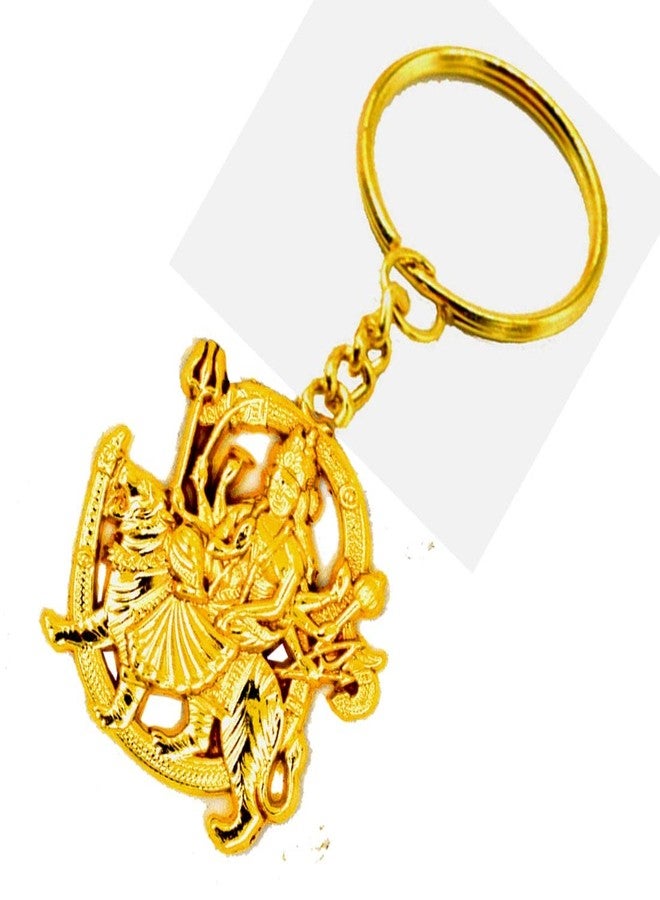 AFH Maa Durga On Lion for Blessings Gold Plated Decorative Gifting Key Chain - Image 2